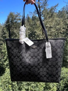 COACH City Tote Silver/Graphite/Black AUTHENTIC NWT